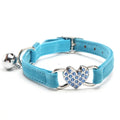 Heart Shaped Cat Collar With Bell Safety Elastic Adjustable Collar Soft Cat Crystal Collar For Kitten Puppy Pet Supplies