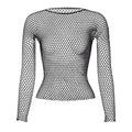 Sexy Hollow Out Mesh T-Shirt Female Skinny Crop Top Fashion Summer Basic Tops for Women Fishnet Shirt