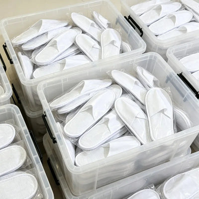 40pairs 2026 White Hotel Slipper Unisex Disposable Slippers for Home Guests Non-Slip Bathroom Spa Slippers Shoes for Men Women