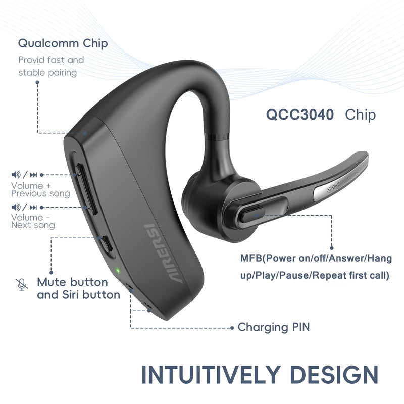 Newest K30 Bluetooth Headset Wireless Headphones Dual-Mic Mute Noise Cancelling Earpiece Handsfree Earphones for Driver Office