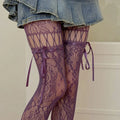 Women JK Lace Bow Tie Hollow Out Stockings Sexy Flower Bottoms Socks Women Pantyhose Tights Night Club Cosplay Party Accessories