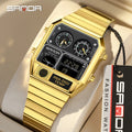 SANDA Top Fashion Men's Leisure Electronic Watch Multifunctional Thermometer Stopwatch Timing Men's Electronic Watch 3192