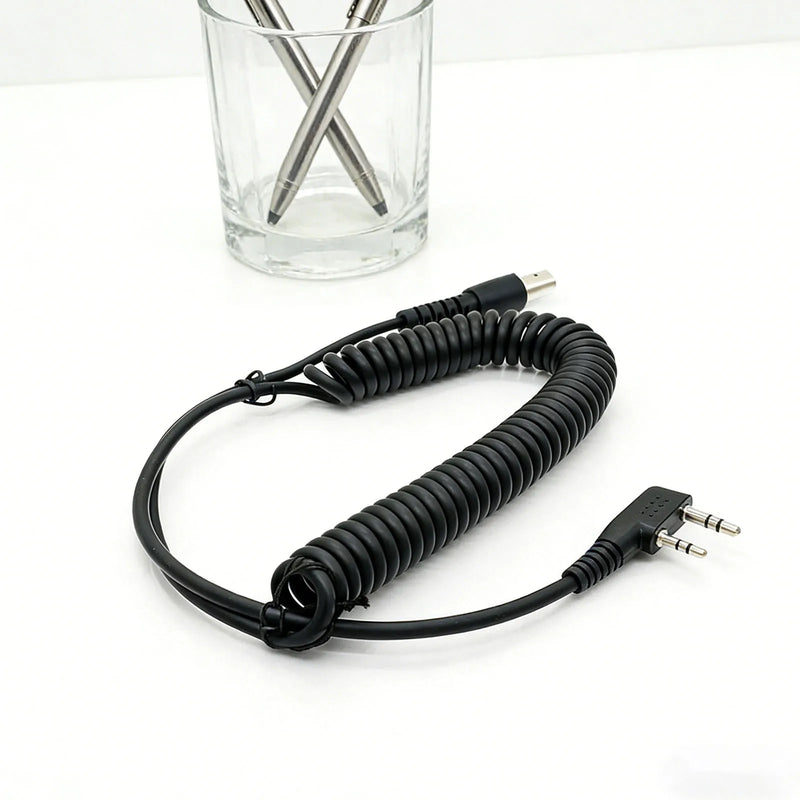 Coiled Headset Cable Rugged Radio Accessories K-Plug PTT Mic Speaker Spring Cable for Kenwood/Baofeng/RH5R/RDH/HYT/Relm