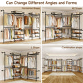 L4 Wall Mounted Industrial Pipe  Clothes Rack, Closet Organizer System with Rods Expandable, Clothing Rack, Corner Garment Rack