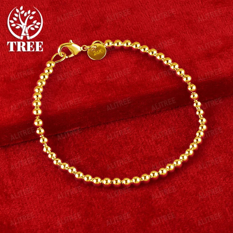 Christmas gifts charm 925 Sterling Bracelet 4MM beads chain 16-23cm for woman Popular brands jewelry fashion Wedding party