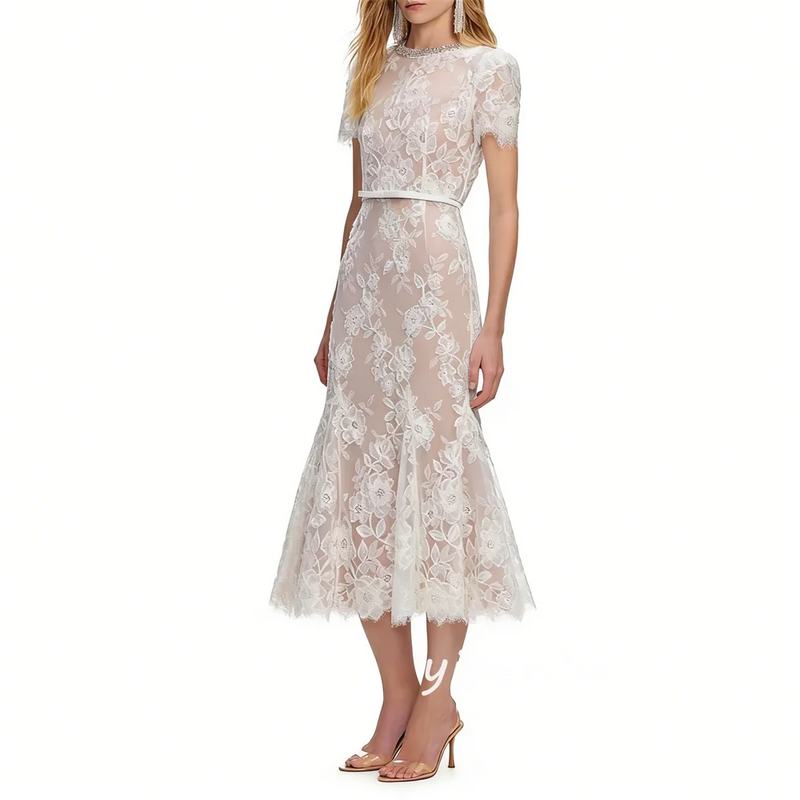 Customized Fashion Casual Lace Sash Rhinestone Pleat | SAMAG