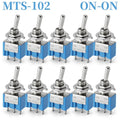 10PCS MTS-102 103 202 203 3Pins 6 Pins Mini Toggle Switch For Switching Lamp Light ON-OFF-ON /ON-ON Switch 6A 125VAC