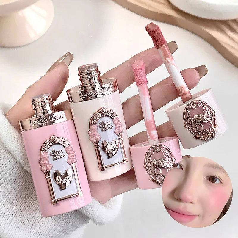 Gege Bear Strawberry Pink Liquid Blush Korean Makeup Matte Nude Apricot Tint Blusher Brighten Face Rubores Rouge Cute Makeup