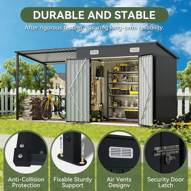 5.6x3.5 FT Outdoor Storage Shed & Hardtop Gazebo Combo | SAMAG