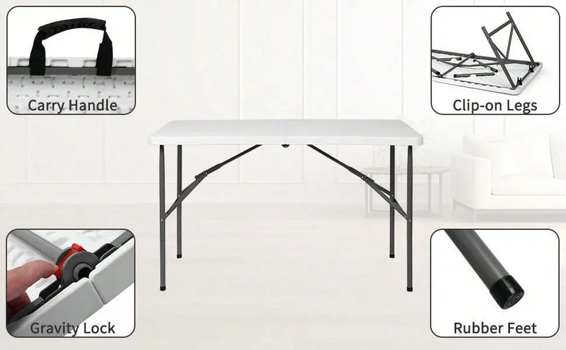 4FT/6FT Plastic Folding Table, Shooting Table, HDPE Portable Picnic Table Outdoor, For Camping, Party, Wedding, Picnic