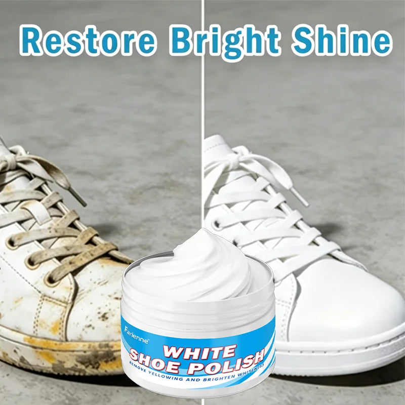 Farienne White Shoe Brightener Polish, Sneaker Cleaner Cream for Removing Yellowing & Restoring Shoe Whiteness