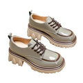 Fashionable Thick Soled High Rise Loafers with Thick Heels Shoes for Women 2024 Autumn Winter New Lace-up Women's Boot