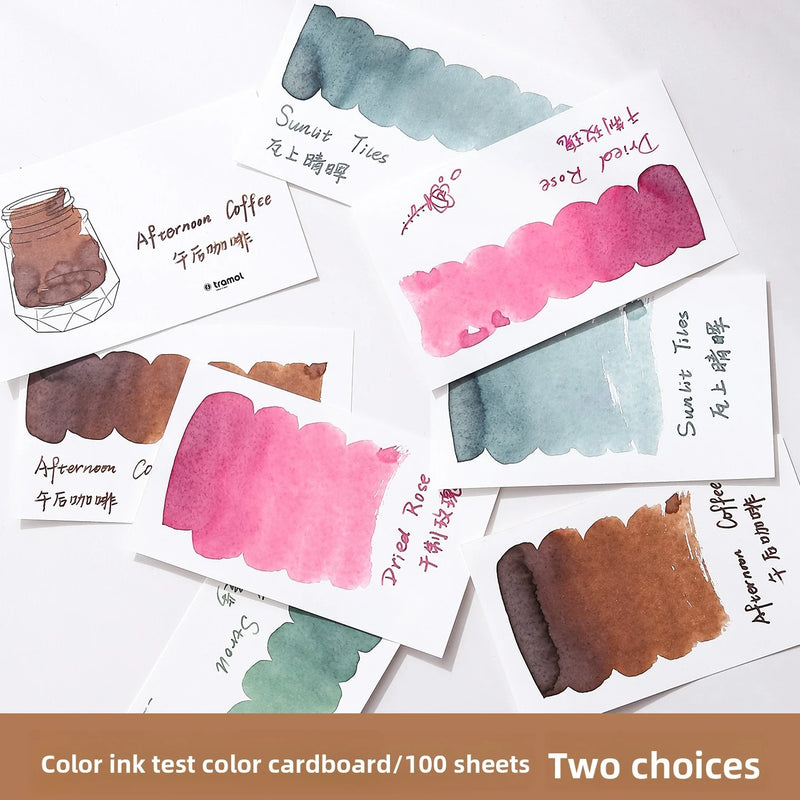 100 Sheets 54x90mm Sheen Fountain Pen Ink Test Cards Swatch Watercolor Paper Chromatography Paper Stationery School Supplies