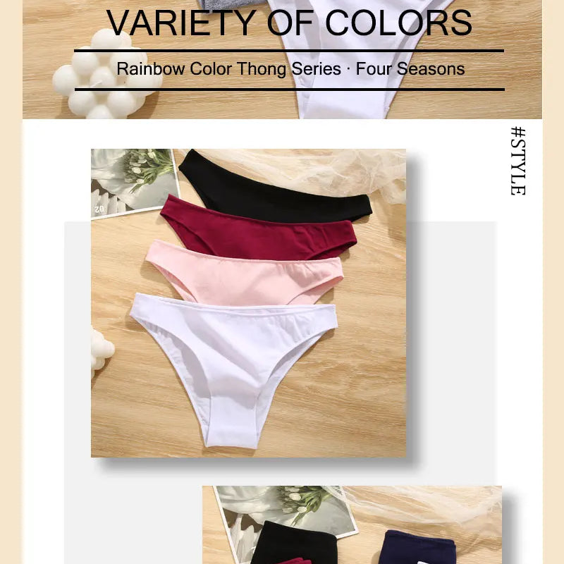 6pcs Cotton Women's Lingerie M-XXL Solid Seamless Panties Sexy Breathable Low-Waist Briefs Female Soft Comfortable Underpants