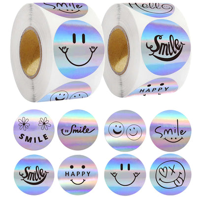 Sparkly Funning Smile Face Laser Stickers Roll Party | SAMAG