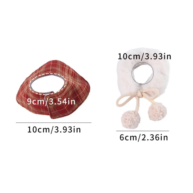 Cute Warm Plaid Hamster Cape Windproof Comfortable Furry Collar Scarf Set Adjustable Pet Transformation Outfit Costume Party