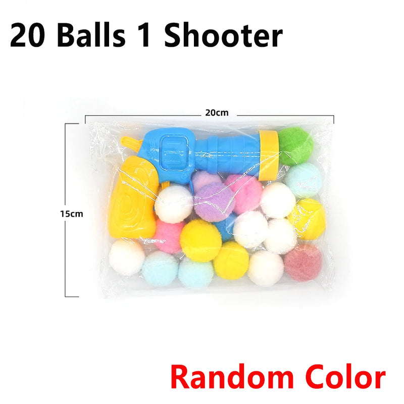 10-100pcs Cat Plush Ball Shooting Gun Funny Cat Toys Interactive Launch Training Toy For Pet Kitten Creative Mini Shooting Games