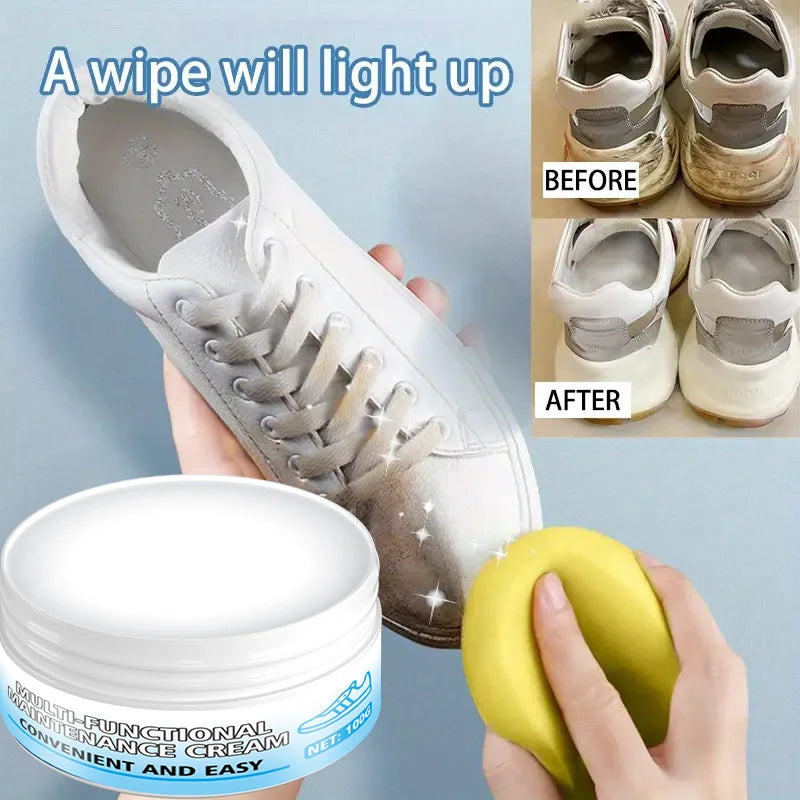 White Sneaker Maintenance Cream: Synthetic Leather Polish/Refurbisher,Restores Shine for Shoes&Leather Furniture – Easy Home Use