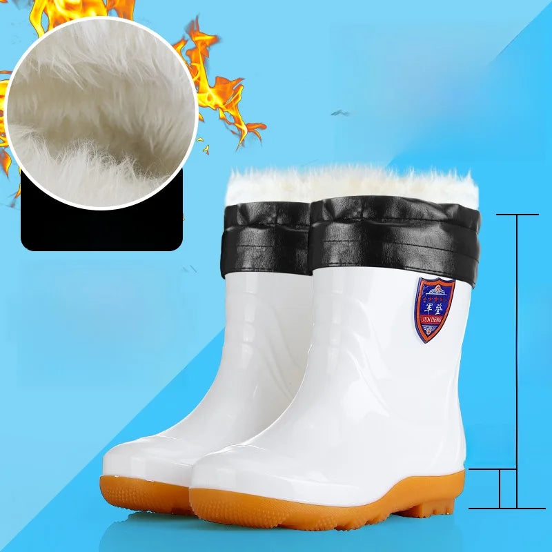 White Work Boots Waterproof Slip Resistant High And Medium Tube Food Hygiene Boots Rubber Shoes for Men Rain Boots
