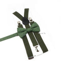 Fashion Men Kids Turquoise Green Suspender Bowtie Sets Elastic Solid Color Y - back Straps Butterfly - Visuel 7 | SAMAG
