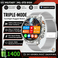 Hot New 1400mAh Big Battery Smart Watch Men Outdoor Flashlight IP68 Waterproof Bluetooth Call AMOLED Military Sports Smartwatch
