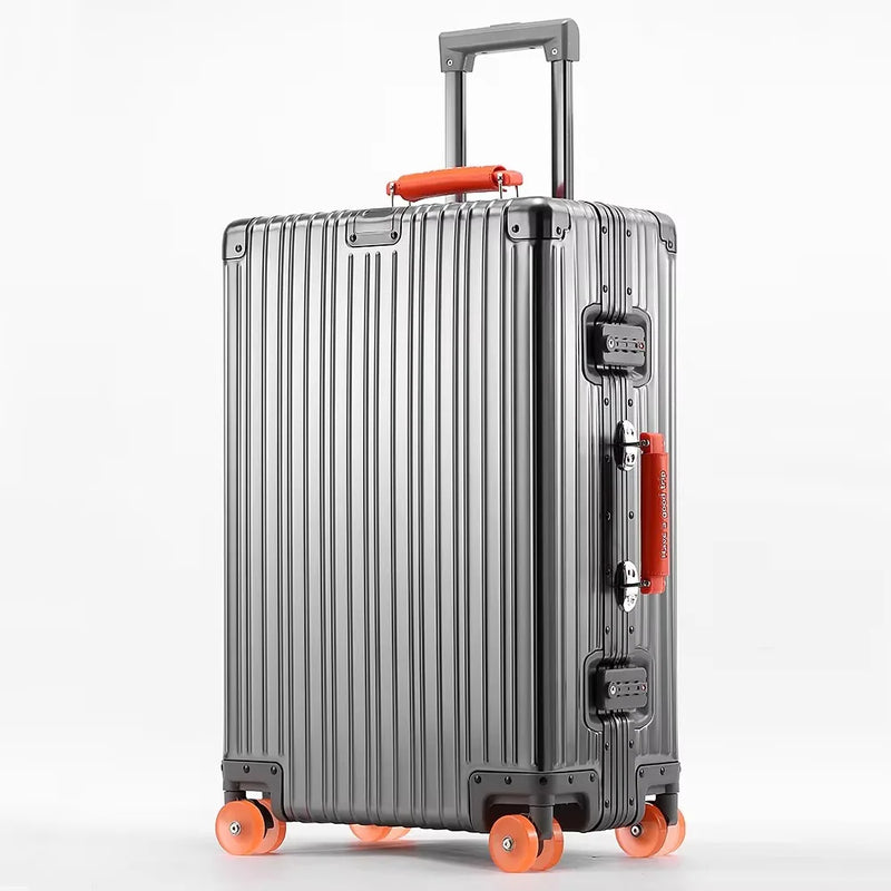 20''/24''/29'' All Aluminum-magnesium Alloy Suitcase Leather Handle Travel Case Bags Rolling Luggage with Spinner Wheel TSA Lock