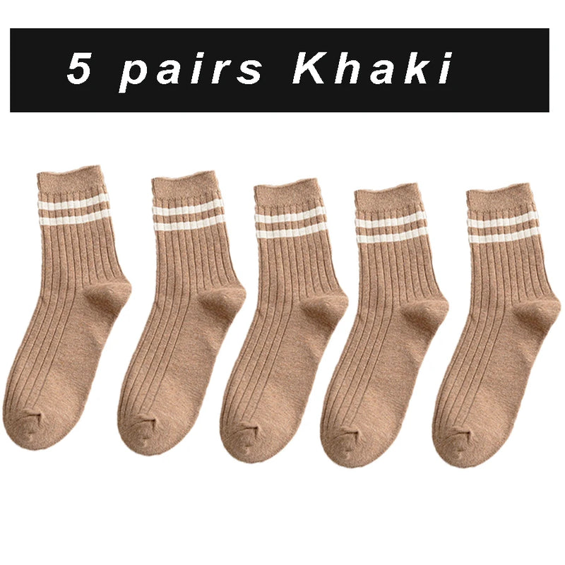 Pairs Men's New Striped Casual Breathable Socks Harajuku | SAMAG