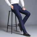 2026 Men's Blue Vertical Striped Suit Pants, Black Business Casual Trousers, Asian Sizes 28-40, Burgundy and Gray Plaid Pant.