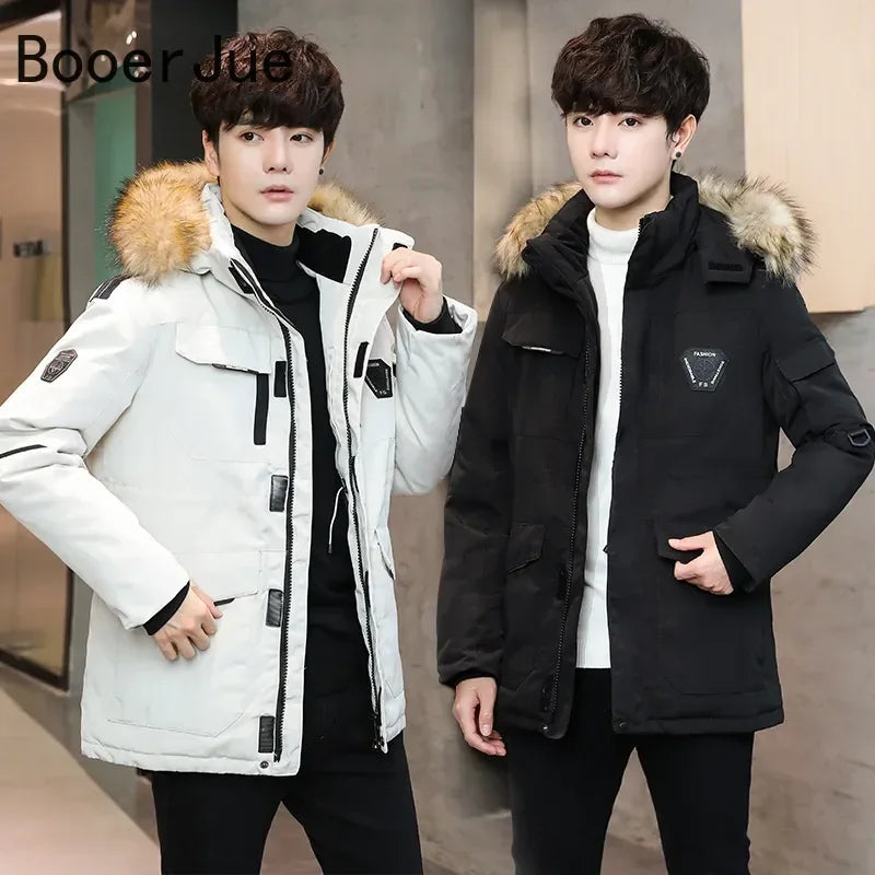 Outdoor Hiking Sport Coat High Quality Overcoat Winter Parka 90% White Duck Down Removable Cap Men's Thermal Thick Puffer Jacket