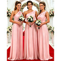 One Shoulder Lemon Yellow Bridesmaid Dresses Chiffon | SAMAG