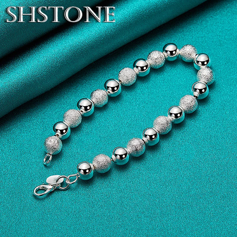 18K Gold Bracelets 8mm Smooth Matte Bead For Women Party Engagement Wedding Fashion Jewelry Gifts - Visuel 5 | SAMAG