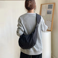 Minimalist Crescent Nylon Crossbody Bag Casual Hobo Sling Bag Lightweight Spacious Fold Dumpling Bags for Men Women Travel Daily