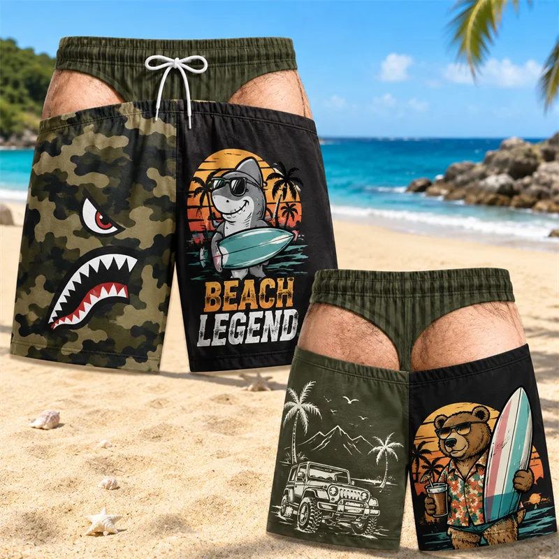 Novelty Fake Butt Swim Trunks for Men Funny Beach Party | SAMAG
