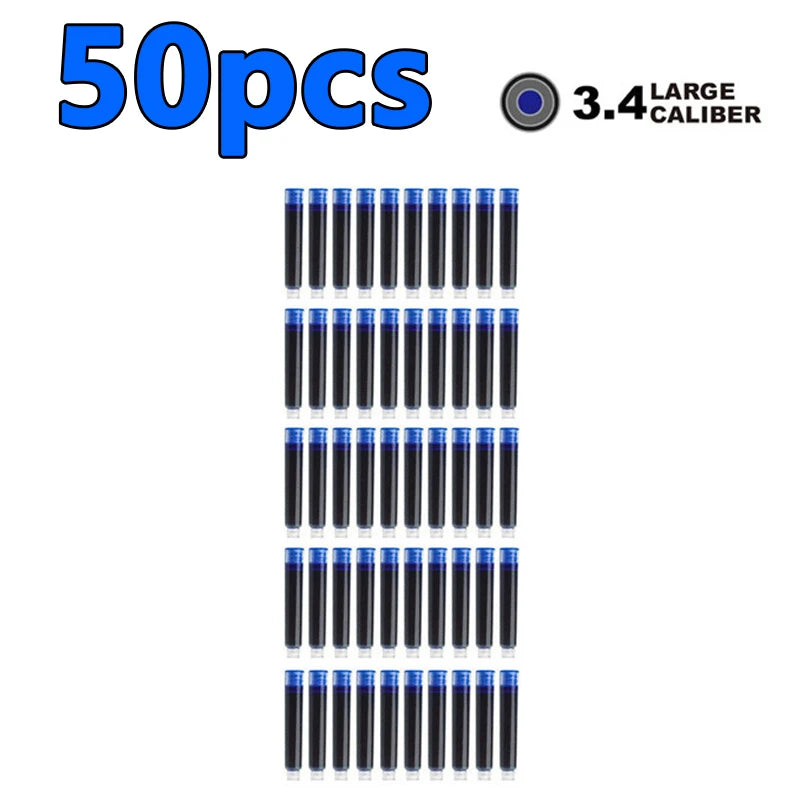 Fountain Pen Ink Cartridges Set Black Blue Red Refill High Quality, Bore Diameter for Smooth Writing 2.6mm 3.4mm 50 Pcs 100Pcs