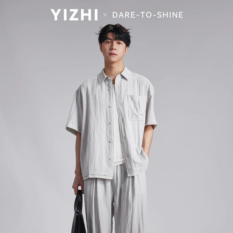 Fashion Men's Lyocell Linen 2-Piece Set Summer Turn-Down | SAMAG
