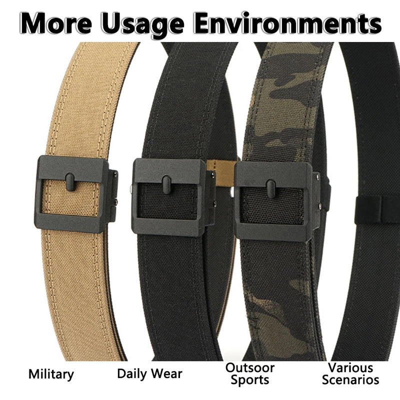 TUSHI Belt Hard Military Belt for Men and Women Tight Nylon Tactical Outdoor Belt Metal Automatic Buckle IPSC Belt Casual Girdle