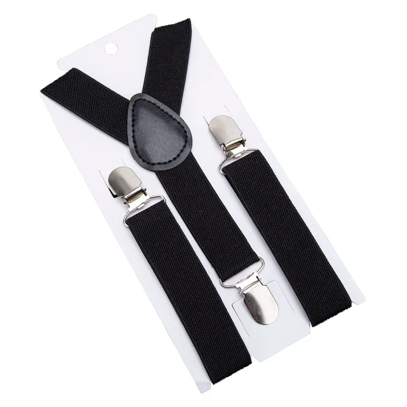 Solid Color Kids Suspenders with Fashion Children Boys Braces Girls Elastic Adjustable Suspenders Baby Wedding Ties Accessories
