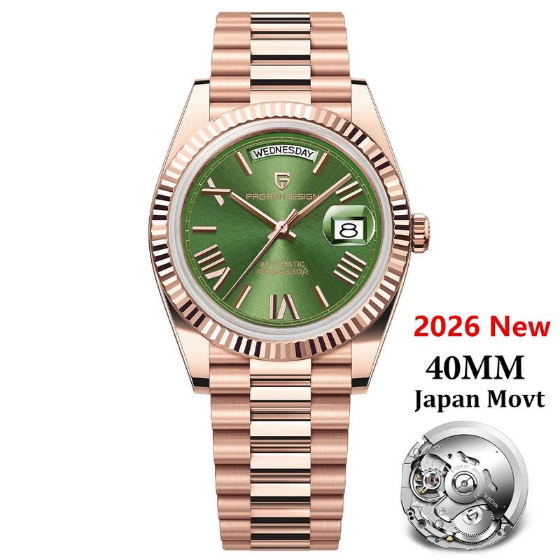 2026 New PAGANI DESIGN Rose Gold DD40 Luxury Automatic Watch Men Mechanical Wrist Watches Men Japan NH36A AR Sapphire crystal