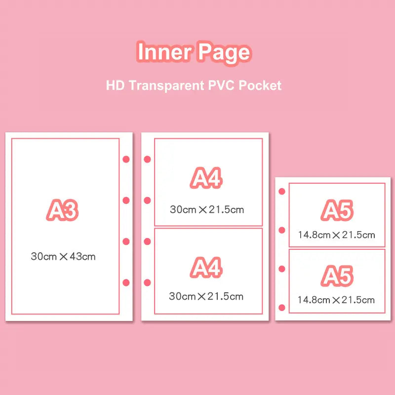 Portfolio Binder Folder A3 A4 A5 Document Organizer Art Drawing Paper Folder 4-Ring Binder PVC Pocket File Folder For Documents