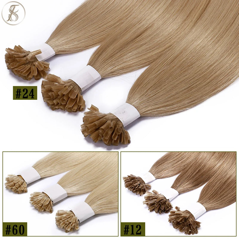 TESS U Tip Fusion Hair Extensions Microlink Keratin Hair Extensions 1g/pc Human Hair Capsules Pre Bonded Natural Hair Extensions