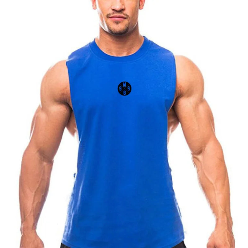 Muscleguys Mens Gym Clothing Workout Tank Tops Fitness Bodybuilding Low Cut Armholes Vest Muscle Singlets Activewear Tanktop