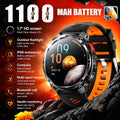 NEW 1100mAh Battery Sports Smart Watch Compass IP68 Waterproof Outdoor Flashlight Voice Assistant Heart Rate BT Call Smart Watch