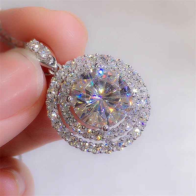 925 Sterling Silver 18k Gold Plated Necklace Single Sparkling Zircon Clavicle Chain for Women Wedding Jewelry collares