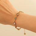 JOVO LOVE Colorful Lover Album Heart Crystal Bracelet for Women Stainless Steel Exquisite Metal Chain Bangles Popularity Jewelry