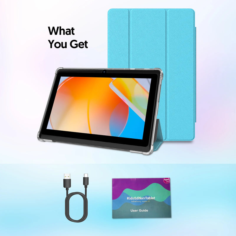 BAKEN 10-inch Tablet (Android 13, Quad-core, 2GB+32GB, supports 1TB expansion, WiFi 6, dual cameras); includes protective case