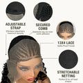 16inch African Braided Hair Wigs Synthetic 13x4 Lace Frontal Cornrow Braids Wig Short Braiding Wig  for Black Women