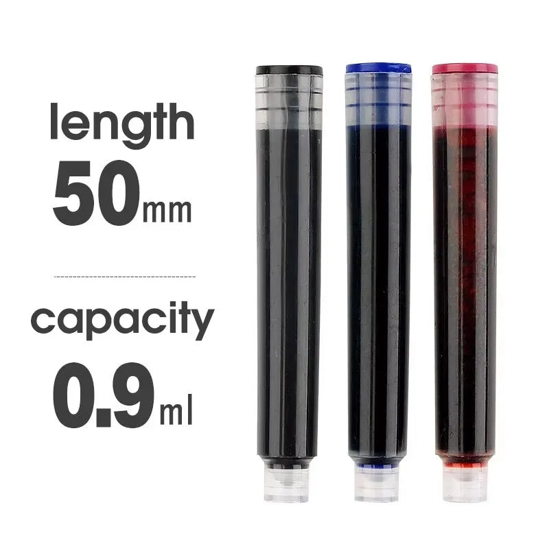 50pcs Fountain Pen Ink Cartridge Refills Bottle 4 Color Disposable Dia 3.4mm 2.6mm School Office Stationery Supplies CW-159