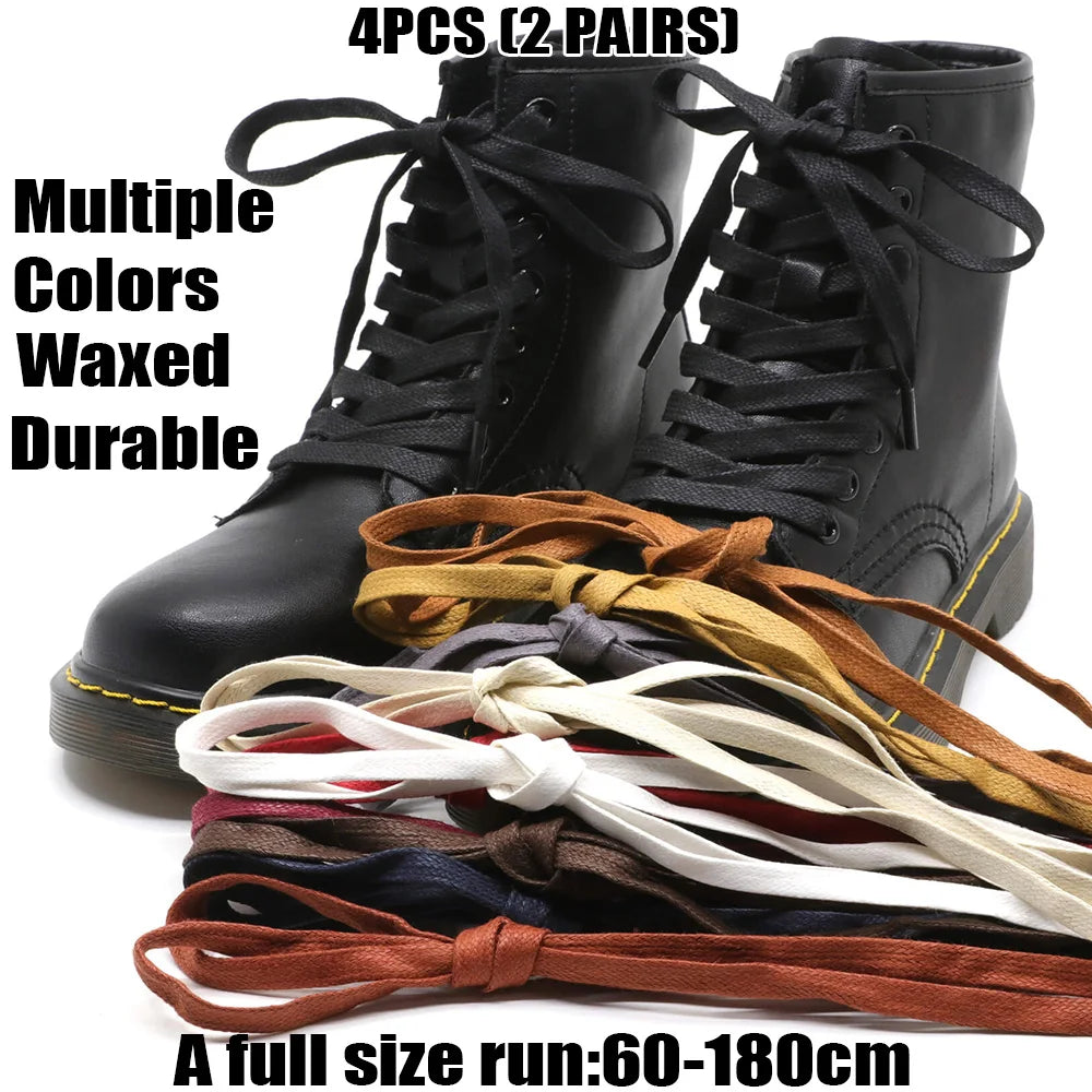 (2 Pairs) Premium Flat Waxed Shoelaces Heavy Duty | SAMAG