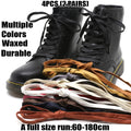 4 Pcs(2 Pairs) Premium Flat Waxed Shoelaces Heavy Duty Replacement Laces for Sneakers Leather Boots Hiking Shoes Men Women
