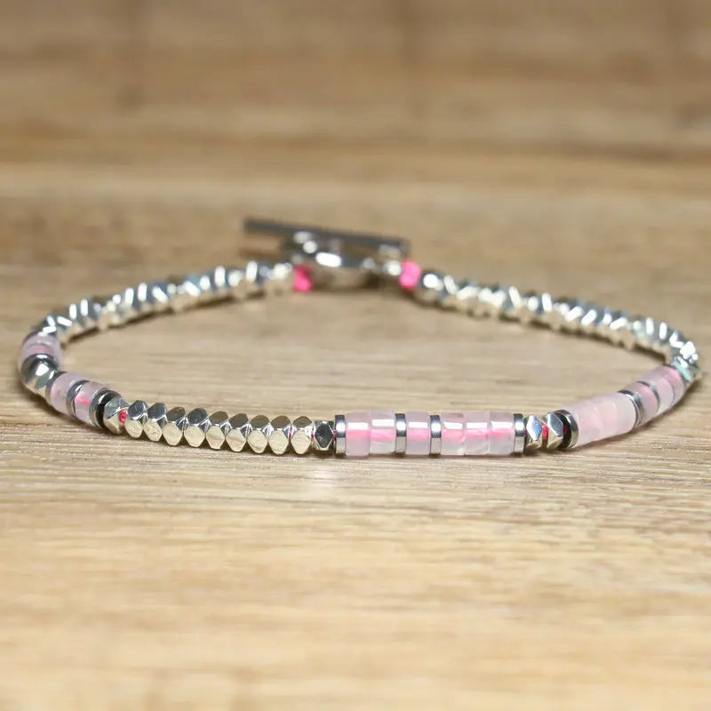 1 Pc Minimalist OT Clasp Stainless Steel Bracelet Natural Stone Handmade Production Picasso Hematite Women Jewelry